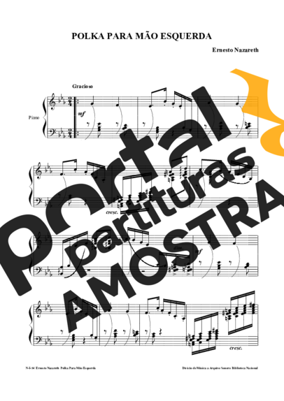Ernesto Nazareth Polka Para Mão Esquerda partitura para Piano