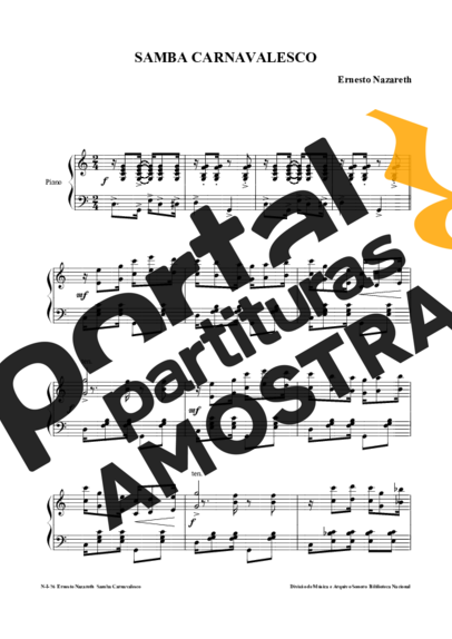 Ernesto Nazareth Samba Carnavalesco partitura para Piano