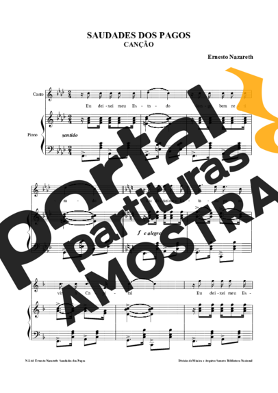 Ernesto Nazareth Saudades Dos Pagos partitura para Piano