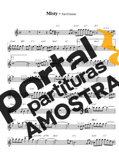 Errol Garner Misty partitura para Saxofone Alto (Eb)