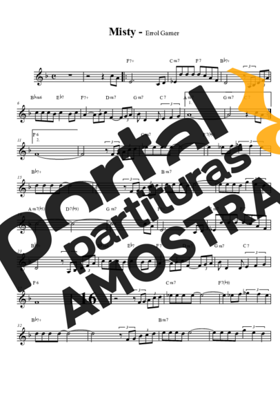 Errol Garner Misty partitura para Saxofone Tenor Soprano (Bb)