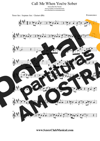 Evanescence Call Me When You´re Sober partitura para Clarinete (Bb)