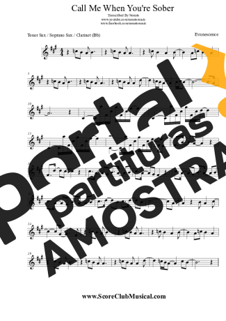 Evanescence  partitura para Clarinete (Bb)