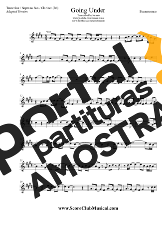 Evanescence Going Under partitura para Clarinete (Bb)
