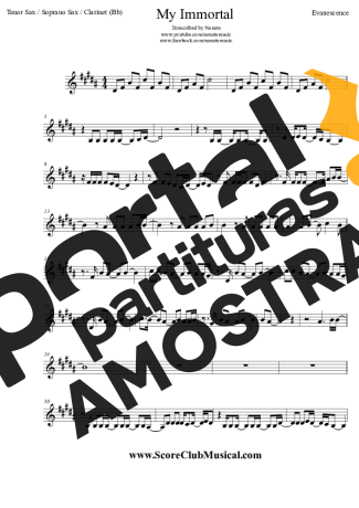 Evanescence  partitura para Clarinete (Bb)