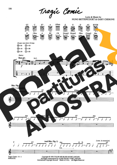 Extreme Tragic Comic partitura para Guitarra