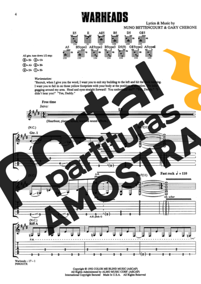 Extreme War Heads partitura para Guitarra