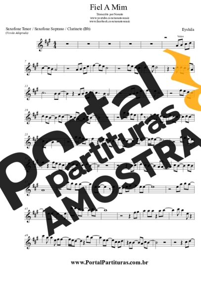 Eyshila Fiel a Mim partitura para Saxofone Tenor Soprano (Bb)
