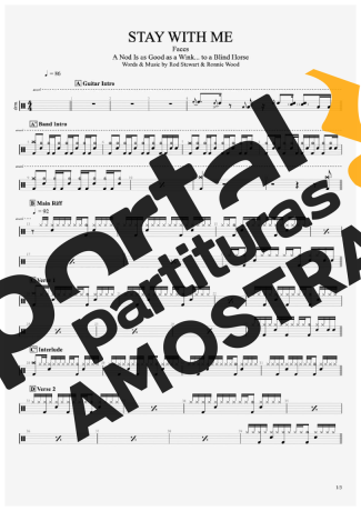 Faces Stay With Me partitura para Bateria
