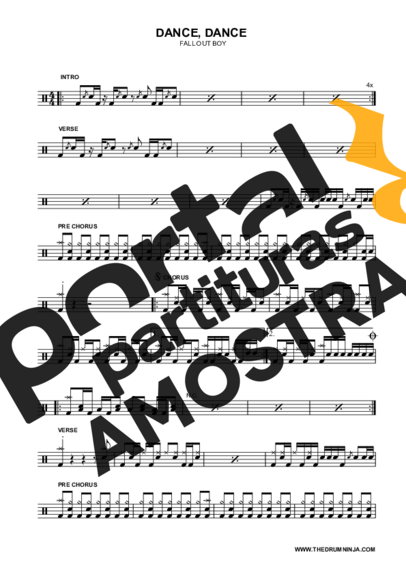 Fall Out Boy  partitura para Bateria