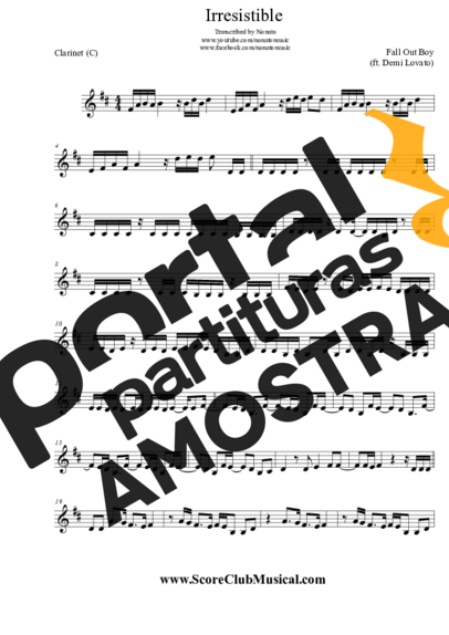 Fall Out Boy Irresistible (ft. Demi Lovato) partitura para Clarinete (C)