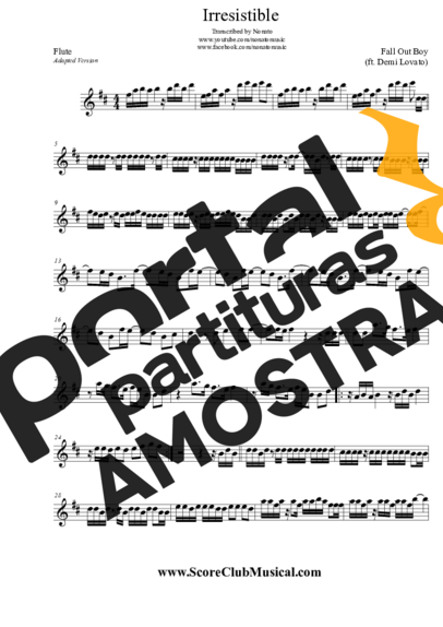 Fall Out Boy Irresistible (ft. Demi Lovato) partitura para Flauta Transversal