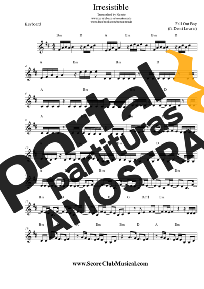 Fall Out Boy Irresistible (ft. Demi Lovato) partitura para Teclado