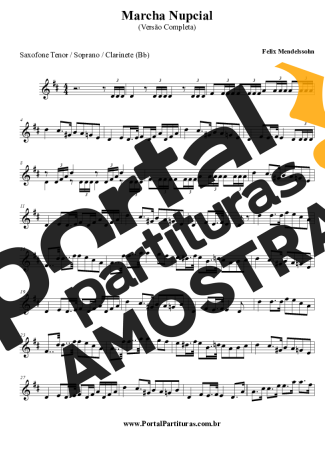 Felix Mendelssohn Marcha Nupcial partitura para Clarinete (Bb)