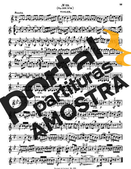 Felix Mendelssohn Song Without Words Op 102 No 3 partitura para Violino
