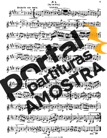 Felix Mendelssohn Song Without Words Op 19 No 1 partitura para Violino