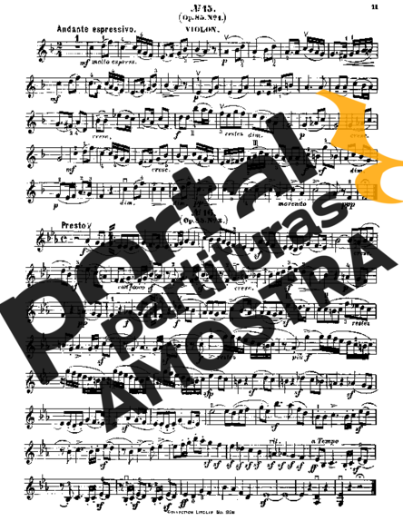 Felix Mendelssohn Song Without Words Op 85 No 3 partitura para Violino