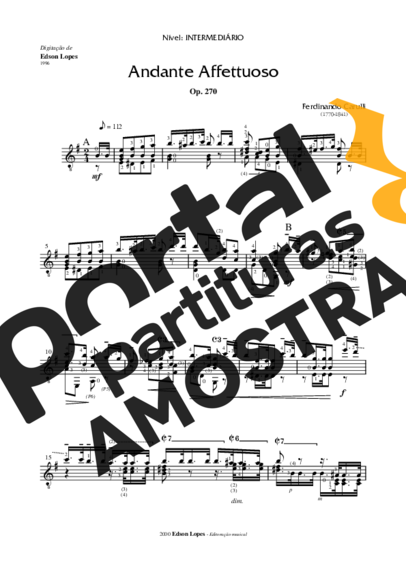 Ferdinando Carulli Andante Affettuoso Op. 270 partitura para Violão