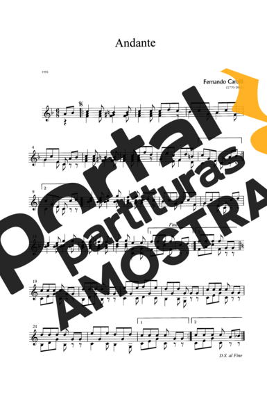 Ferdinando Carulli Andante partitura para Violão