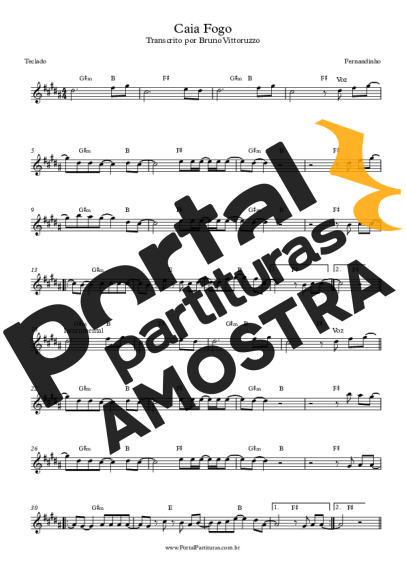 Fernandinho Caia Fogo partitura para Teclado