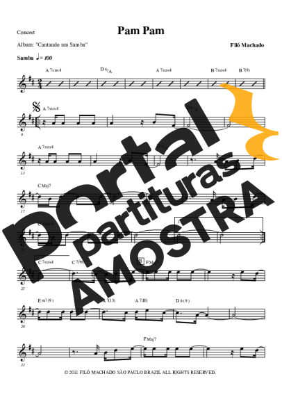 Filó Machado Pam Pam partitura para Gaita