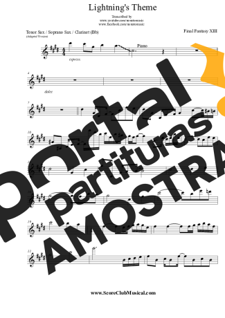 Final Fantasy XIII  partitura para Clarinete (Bb)