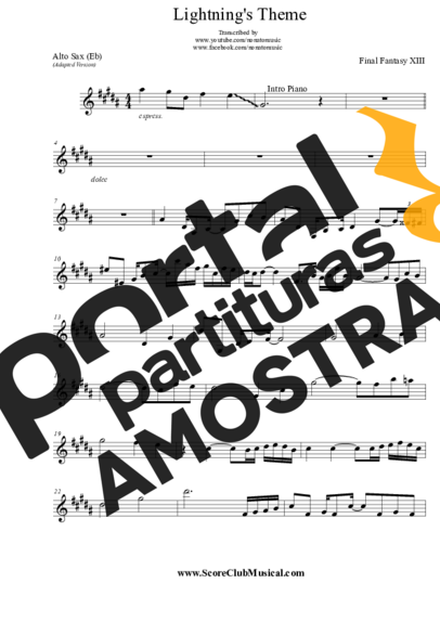 Final Fantasy XIII  partitura para Saxofone Alto (Eb)