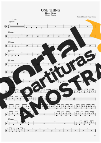 Finger Eleven One Thing partitura para Bateria