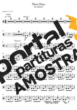 Foo Fighters These Days partitura para Bateria
