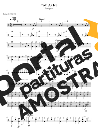 Foreigner Cold As Ice partitura para Bateria