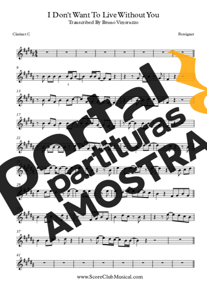 Foreigner I Don´t Want To Live Without You partitura para Clarinete (C)