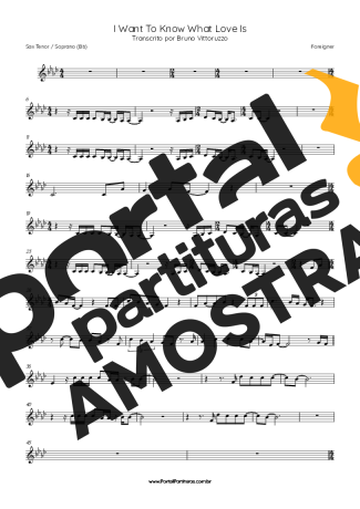 Foreigner  partitura para Saxofone Tenor Soprano (Bb)