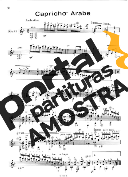 Francisco Tárrega  partitura para Violão