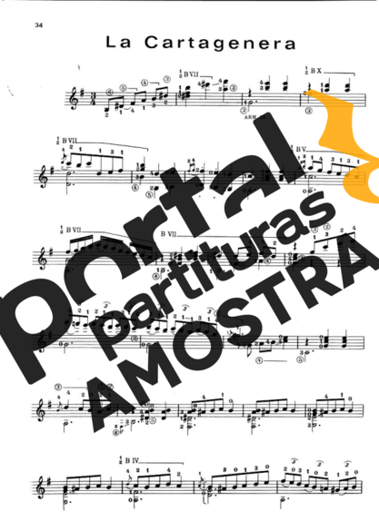 Francisco Tárrega La Cartagenera partitura para Violão