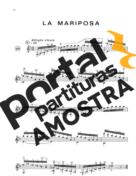 Francisco Tárrega La Mariposa partitura para Violão