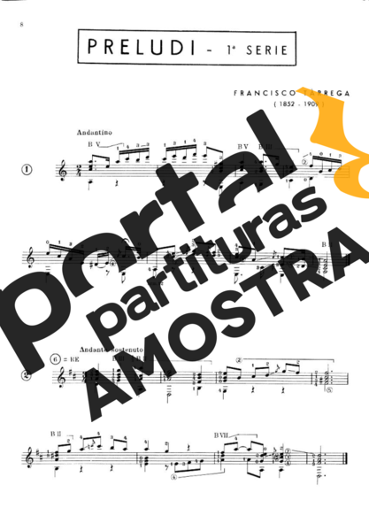 Francisco Tárrega Preludios partitura para Violão