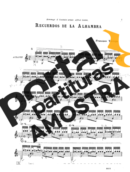 Francisco Tárrega Recuerdos De La Alhambra partitura para Violão