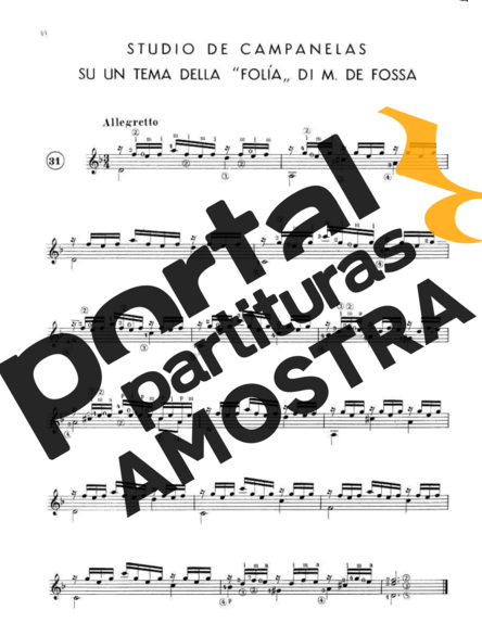 Francisco Tárrega Studio De Campanelas partitura para Violão