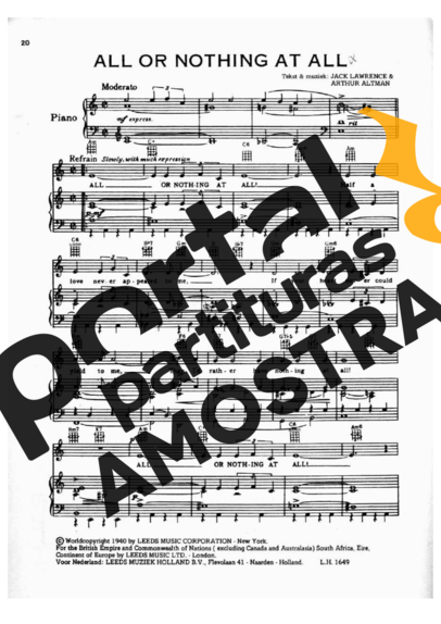 Frank Sinatra  partitura para Piano