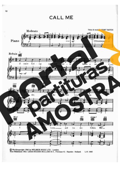 Frank Sinatra Call Me partitura para Piano