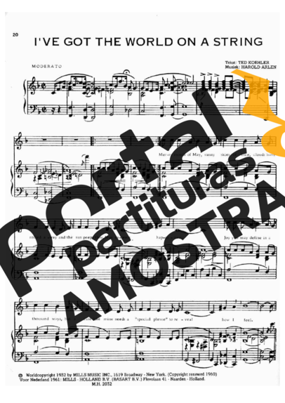 Frank Sinatra Ive Got The World On A String partitura para Piano