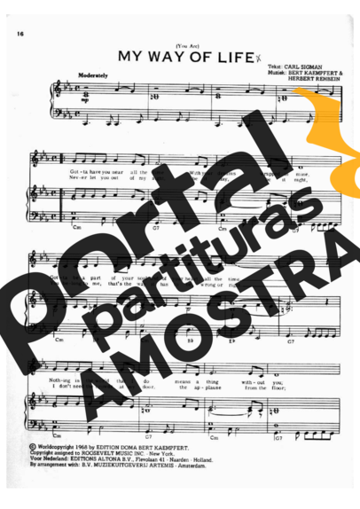 Frank Sinatra My Way Of Life partitura para Piano