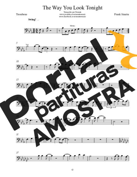 Frank Sinatra The Way You Look Tonight partitura para Trombone