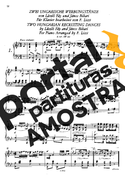 Franz Liszt 2 Ungarische Werbungstänze S.241 partitura para Piano