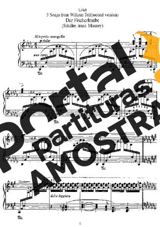 Franz Liszt 3 Lieder Aus Schillers Wilhelm Tell S.292 partitura para Piano