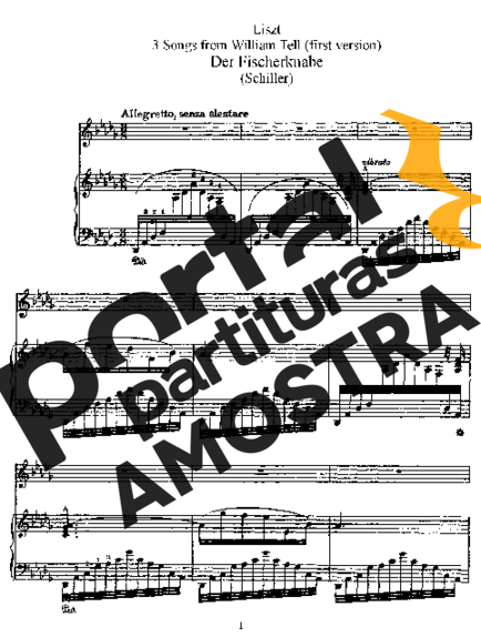 Franz Liszt 3 Lieder Aus Schillers _Wilhelm Tell_ S.292 partitura para Piano