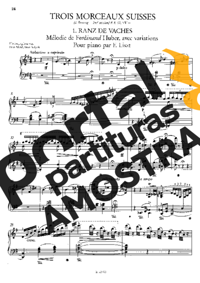 Franz Liszt 3 Morceaux Suisses S.156a partitura para Piano