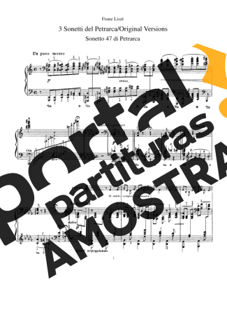 Franz Liszt 3 Sonetti Del Petrarca S.158 partitura para Piano