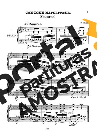 Franz Liszt Canzone Napolitana S.248 partitura para Piano