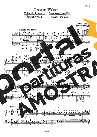 Franz Liszt Caprices Valse 1 S.214 partitura para Piano